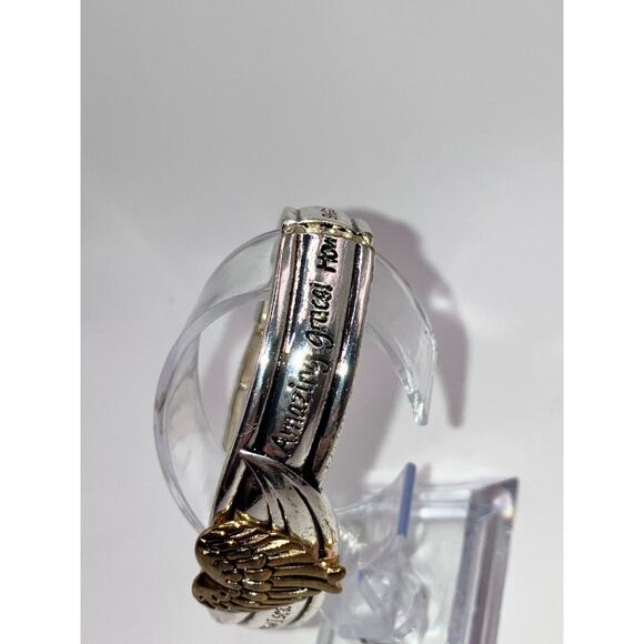 NWOT! Two-Tone Angel Wing Amazing Grace Prayer Stretch 2 5/8" Bracelet! - Picture 2 of 8